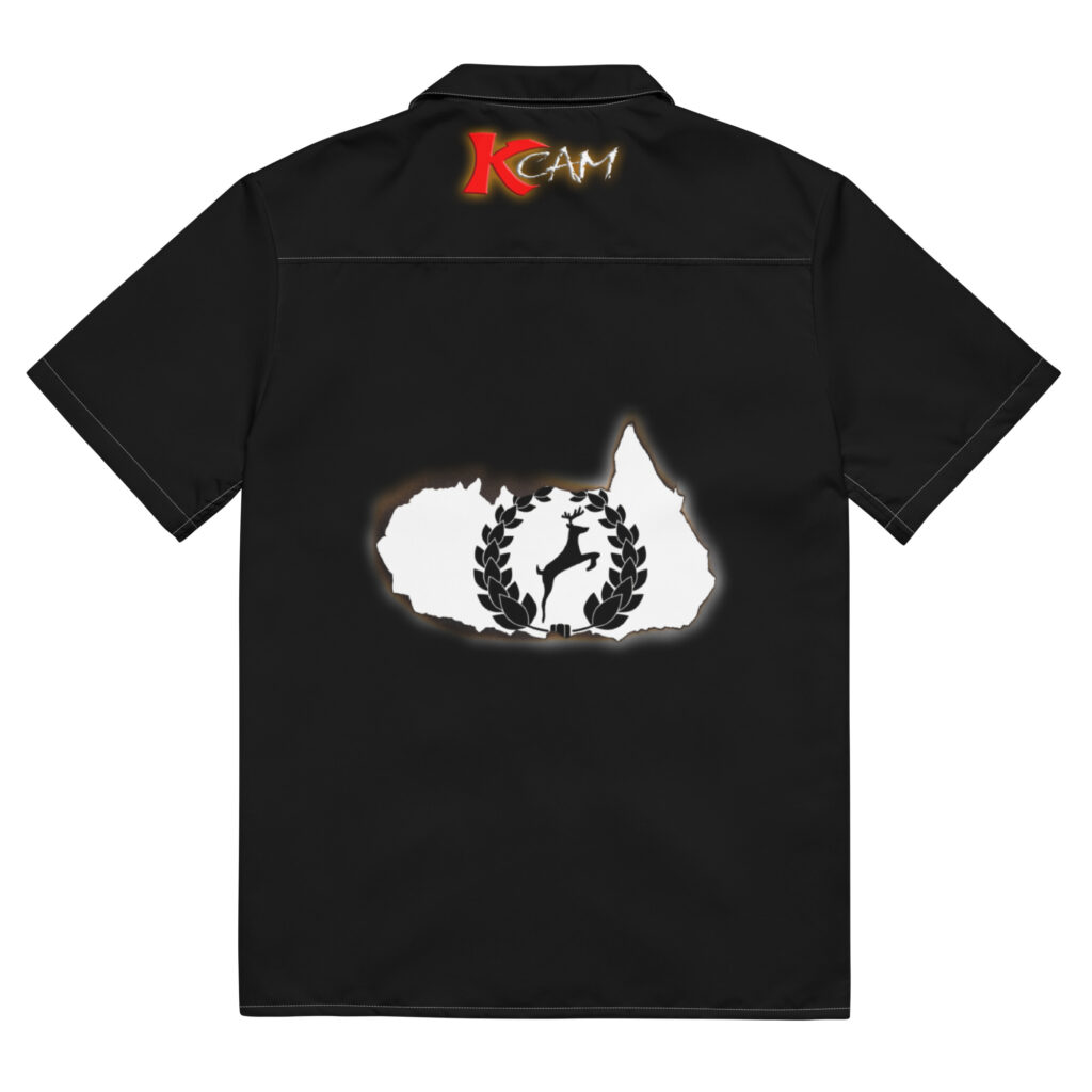 Kcam Unisex button-Up Shirt (Burned Emblem) Black